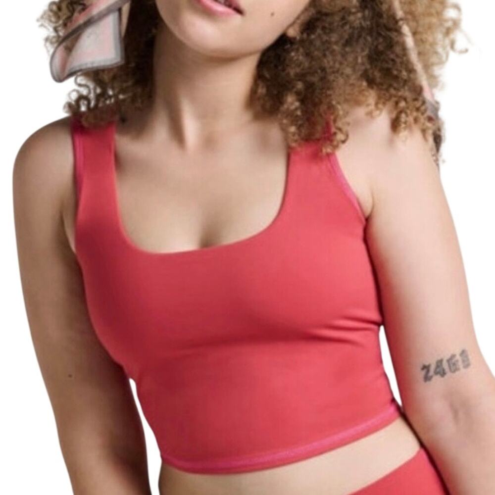 Stance Happenings Red Pink Scoop Neck Crop Top Size Medium